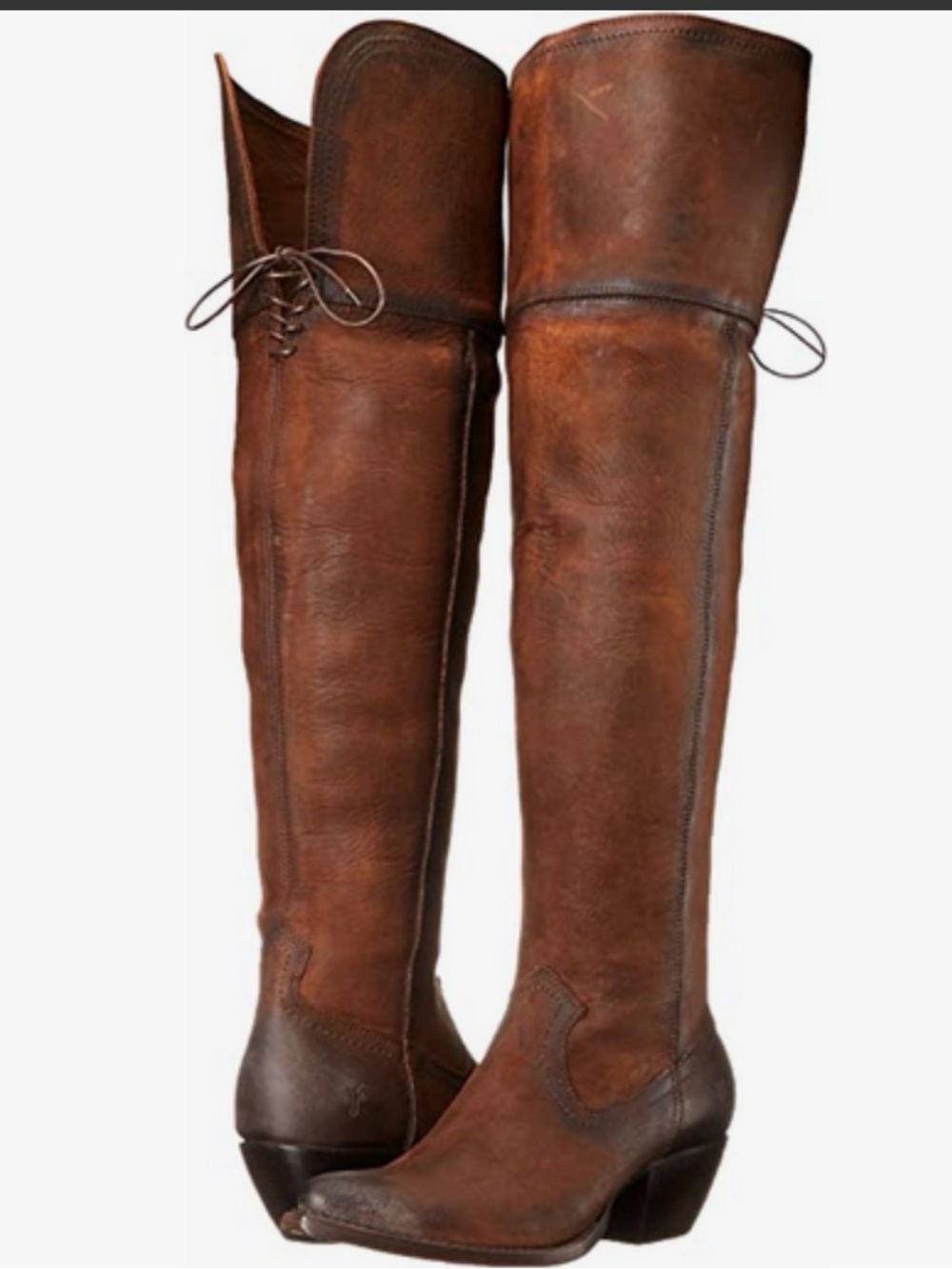 Frye Brown Leather Over-the-Knee Boots Lace Back Women’s 8.5 B